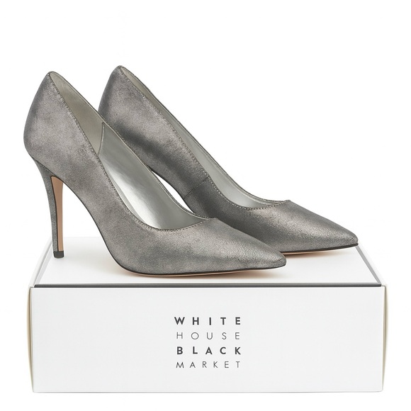 White House Black Market Olivia Metallic Silver Heels | Size 7.5 - Picture 4 of 8